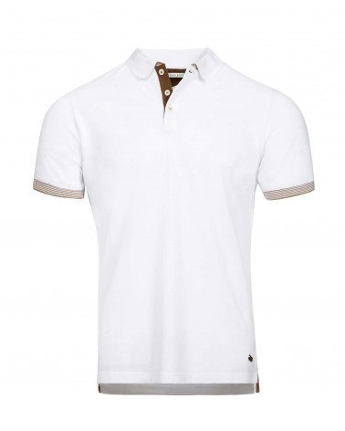 Polo luxe homme à manches courtes coton blanc → GENTLESON Taille M